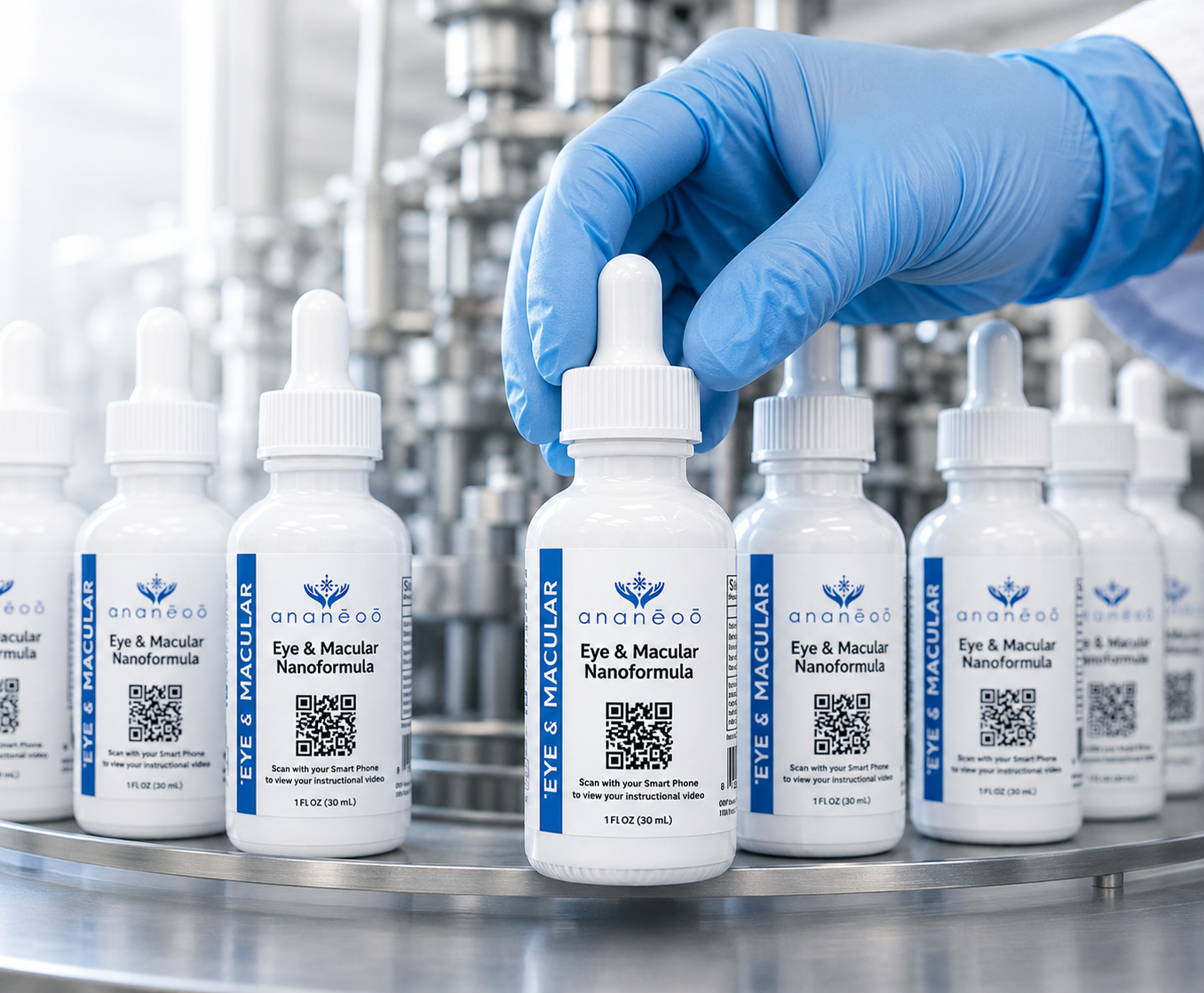 ANANEOO bottles prepared during controlled small-batch production